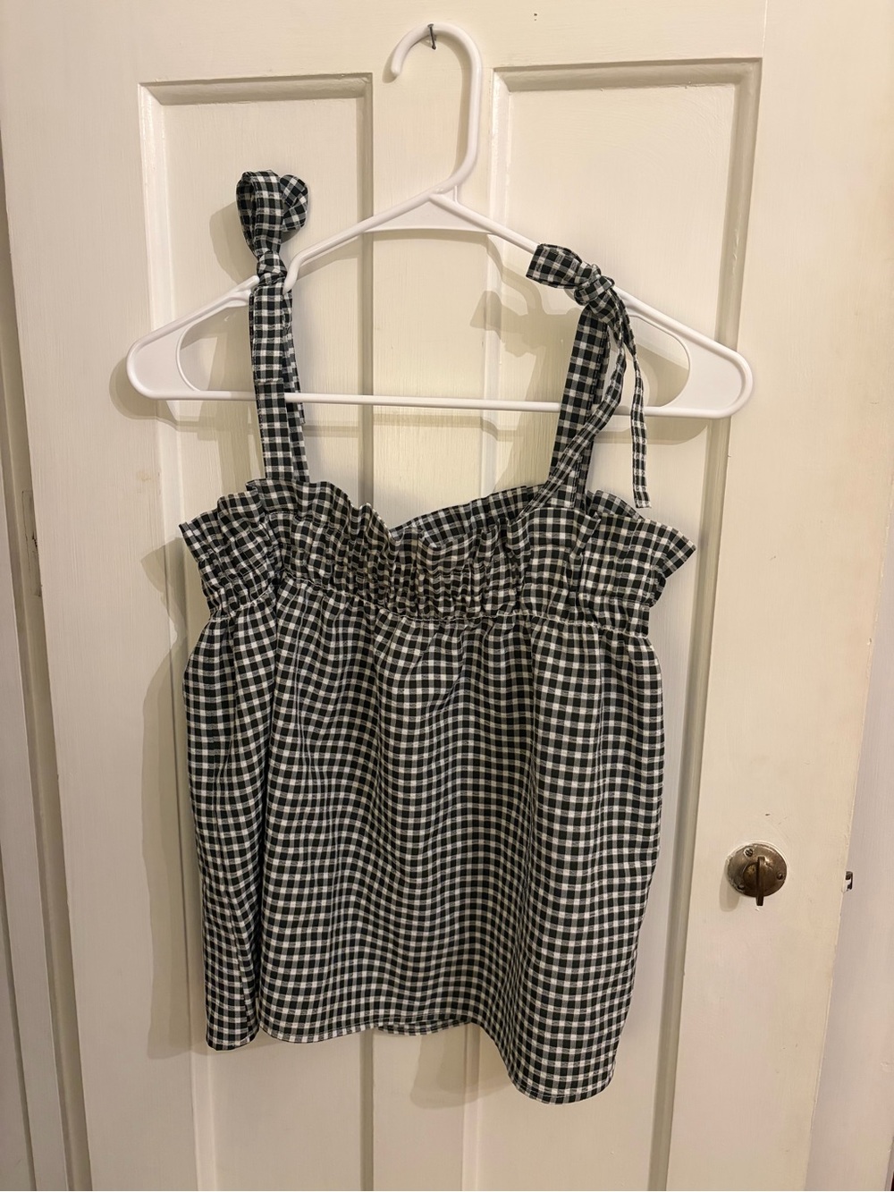 H&M Black and White Gingham Tie-Strap Camisole